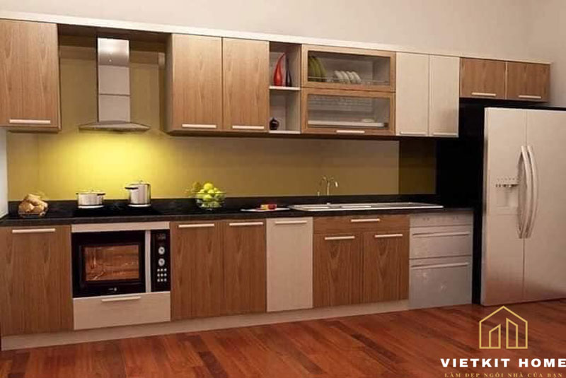 Tủ bếp melamine là 1 loại tủ bếp gỗ công nghiệp được sản xuất trên 1 dây chuyền công nghệ hiện đại. Tủ bếp melamine là 1 loại tủ bếp gỗ công nghiệp được sản xuất trên 1 dây chuyền công nghệ hiện đại.