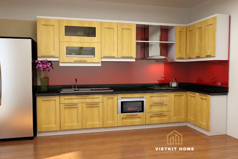 Tủ bếp gỗ tự nhiên tại Vietkit Home