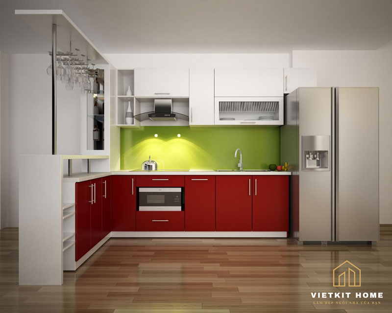 tu-bep-acrylic-co-quay-bar-vietkithome Tủ bếp Acrylic- Nội Thất Vietkit Home