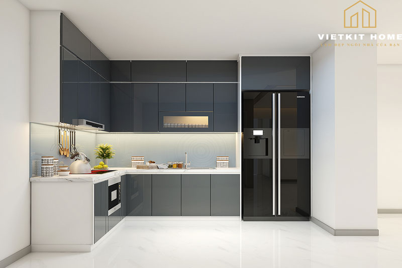 tu-bep-go-mdf-phu-melamine-vietkithome Tủ bếp melamine là 1 loại tủ bếp gỗ công nghiệp được sản xuất trên 1 dây chuyền công nghệ hiện đại.