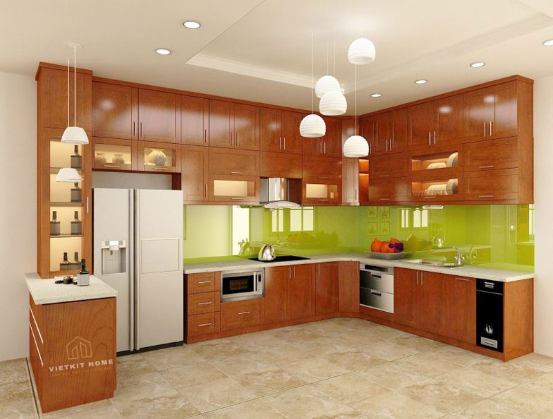11tu-bep-Go-xoan-dao-tu-nhien Tủ bếp gỗ xoan đào- Gỗ Xoan Đào Vietkit Home