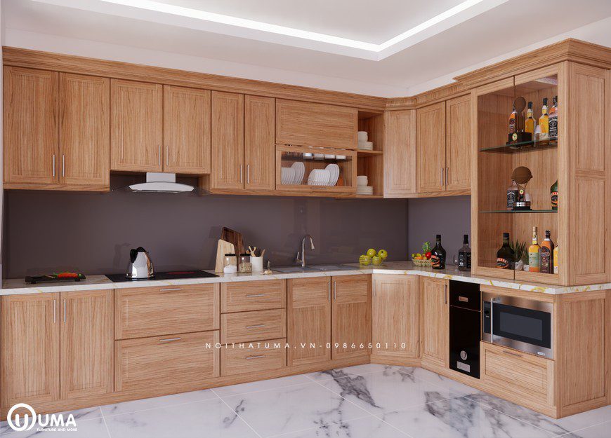 Tủ bếp Gỗ Dổi Mỹ giá tốt nhất Hà Nội- Vietkit Home