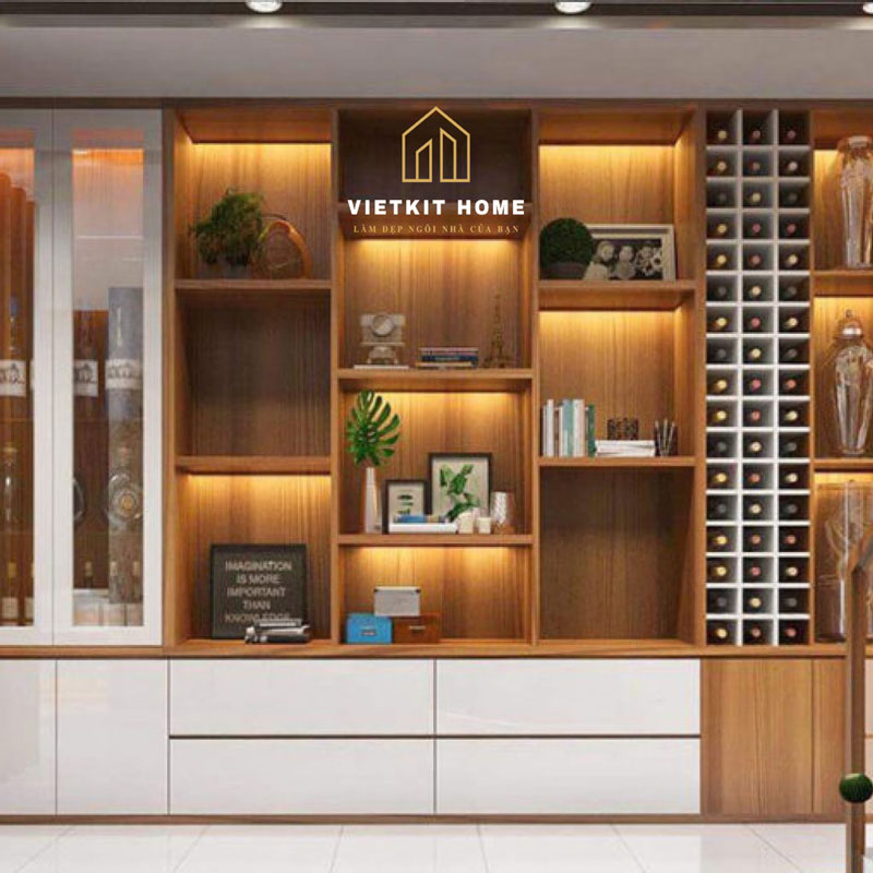Thiết-kế-tủ-rượu-hợp-phong-thủy-vietkithome Mẫu tủ rượu Đẹp 2021 trong phòng khách- Vietkit Home