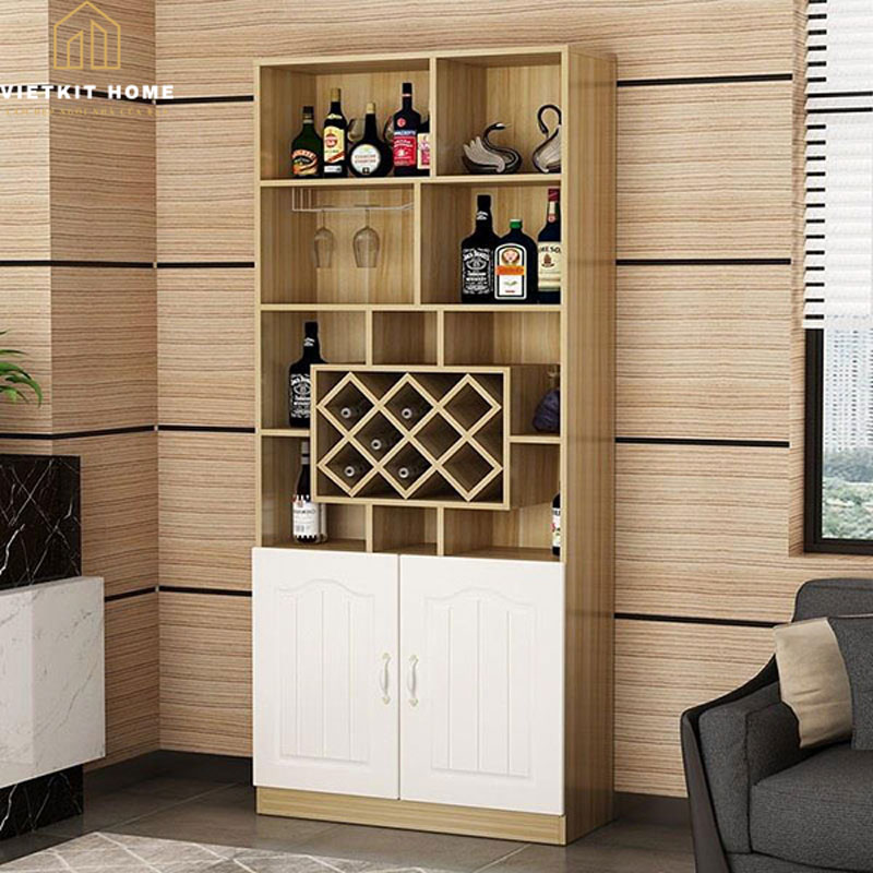 Tu-de-ruou-phong-khach-go-cong-nghiep-vietkithom Mẫu tủ rượu Đẹp 2021 trong phòng khách- Vietkit Home