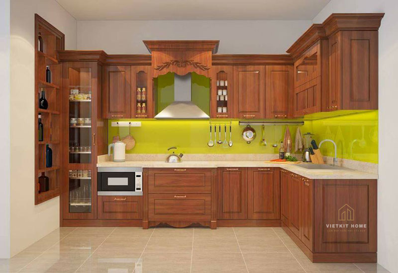 mau-1tu-bep-Go-xoan-dao-tu-nhien Tủ bếp gỗ xoan đào- Gỗ Xoan Đào Vietkit Home