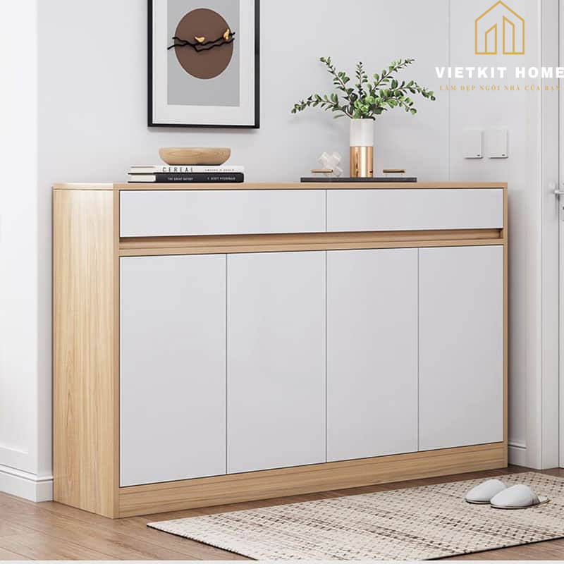 tu-de-giay-dep-go-cho-gia-dinh-vietkithome Mẫu tủ đựng giày Đẹp 2021 trong phòng khách- Vietkit Home