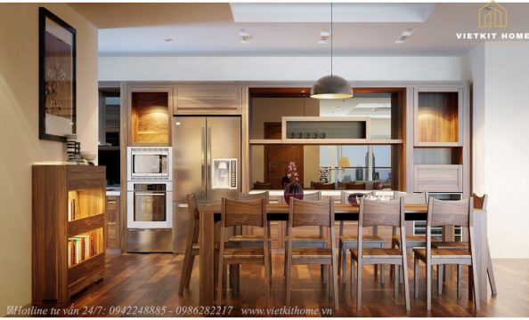 Tủ bếp gỗ óc chó -Vietkit Home