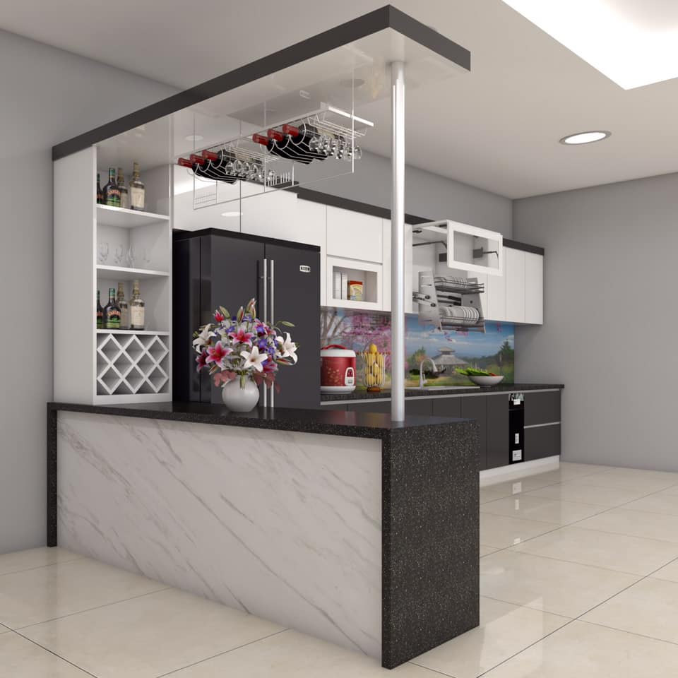 -tu-bep-co-quan-bar-mini-vietkithome Vietkit Home chuyên làm tủ bếp có quầy bar uy tín