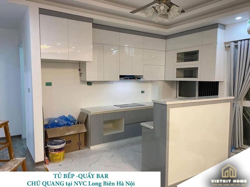 Vietkit Home Thiết kế và thi công Nội Thất Tủ Bếp cho khách tại Nguyễn Văn Cừ, Long Biên, Hà Nội.