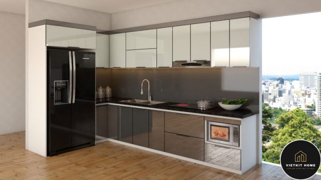 Tủ Bếp Inox Cánh Kính Cường Lực- Vietkit Home