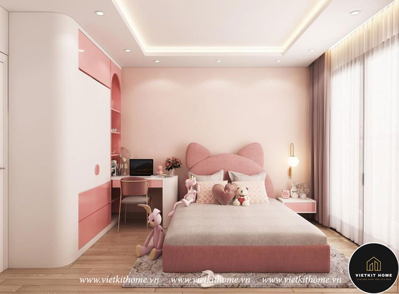 phong-ngu-be-gai-mau-hong-dep-vietkithome.1 Combo Phòng ngủ đẹp giá rẻ- Vietkit Home