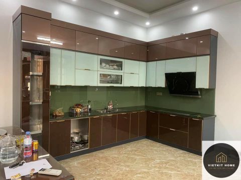 Tủ Bếp Inox 304 Cánh kính cường lực-Vietkithome