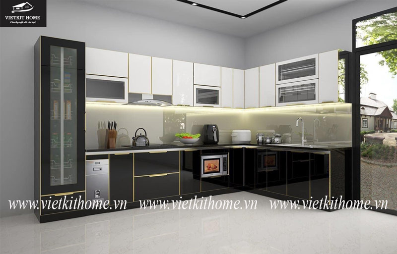 Tủ bếp Inox cánh kính tại Đông Triều, Quảng Ninh